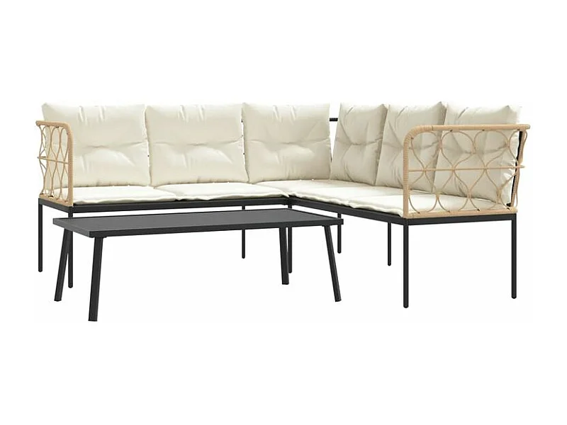 Ensemble de canapés de jardin et coussins noir acier textilène