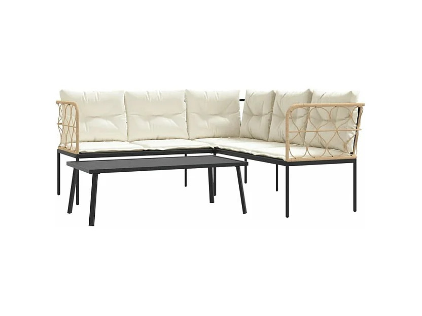 Ensemble de canapés de jardin et coussins noir acier textilène