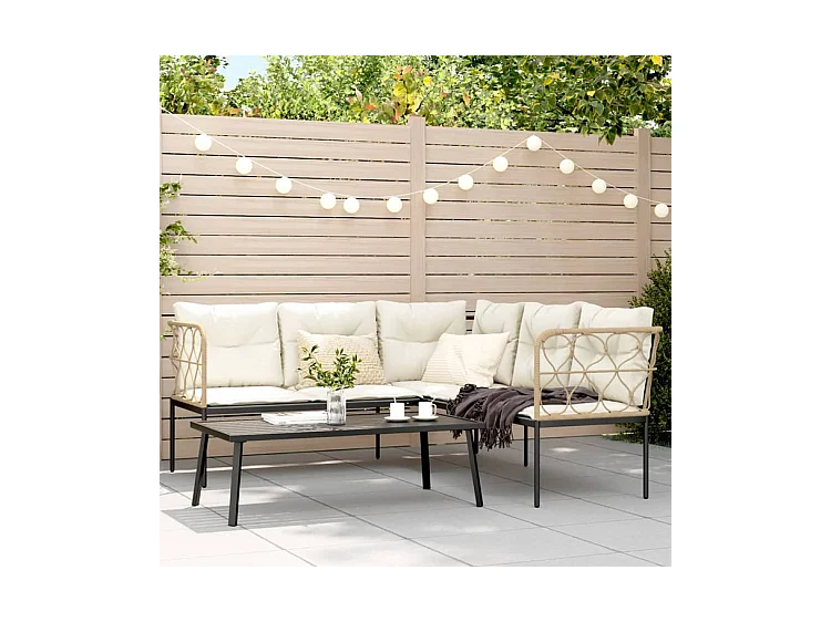 Ensemble de canapés de jardin et coussins noir acier textilène