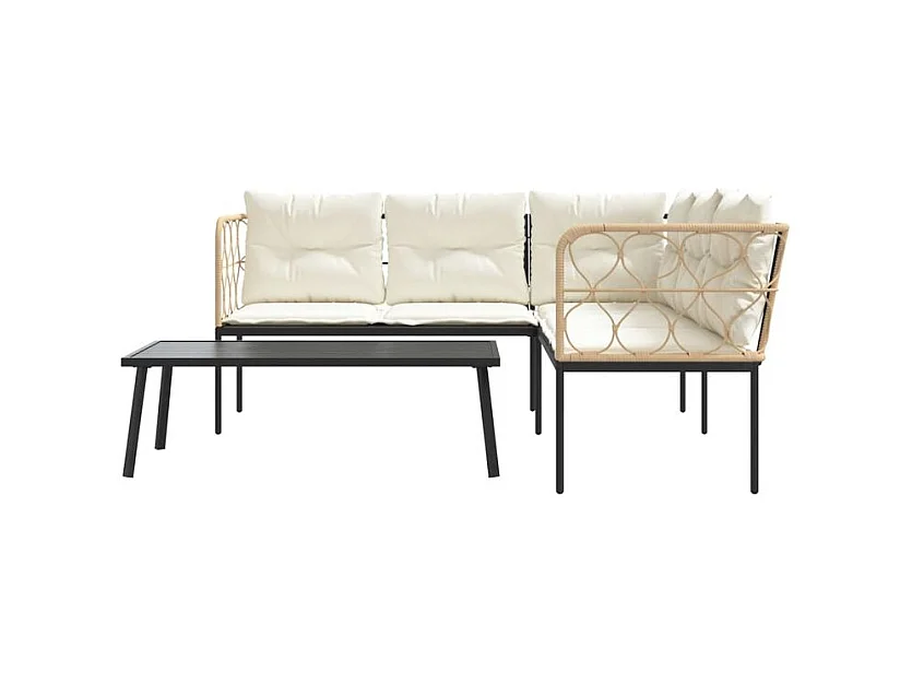 Ensemble de canapés de jardin et coussins noir acier textilène