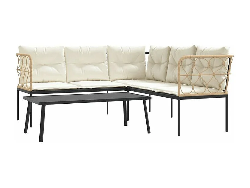 Ensemble de canapés de jardin et coussins noir acier textilène