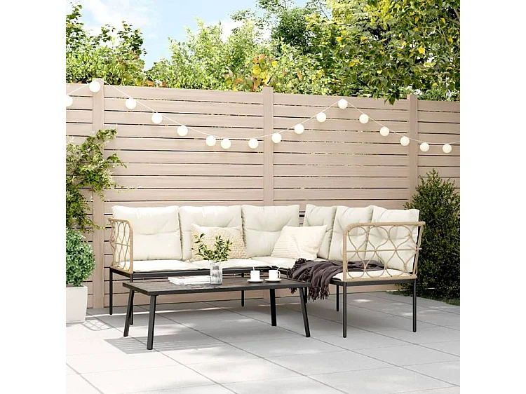 Ensemble de canapés de jardin et coussins noir acier textilène