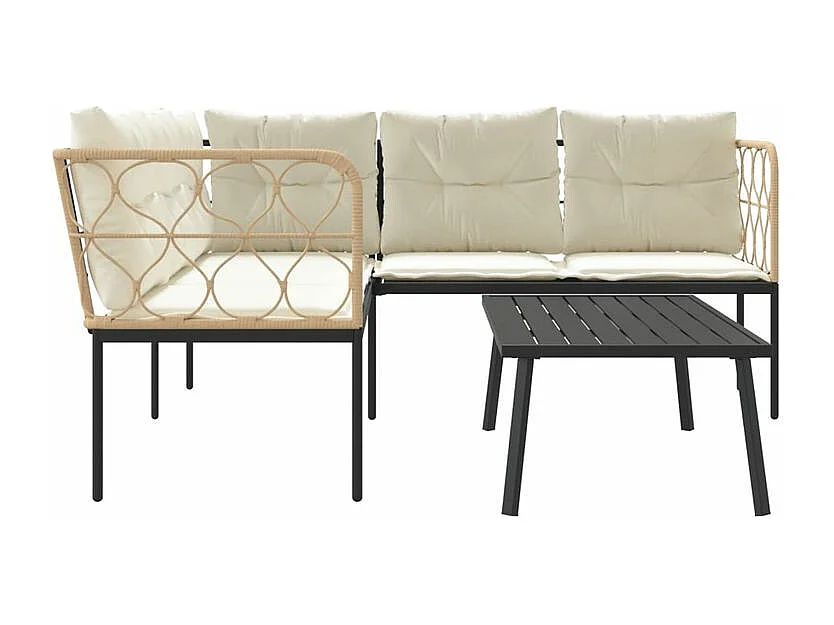 Ensemble de canapés de jardin et coussins noir acier textilène