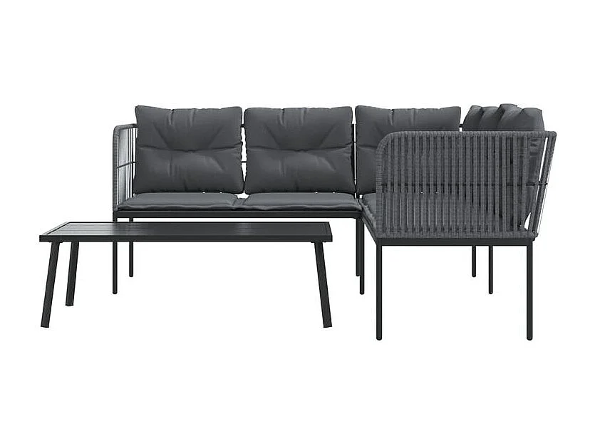 Ensemble de canapés de jardin et coussins noir acier textilène