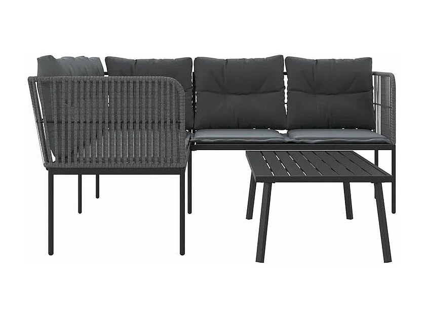 Ensemble de canapés de jardin et coussins noir acier textilène