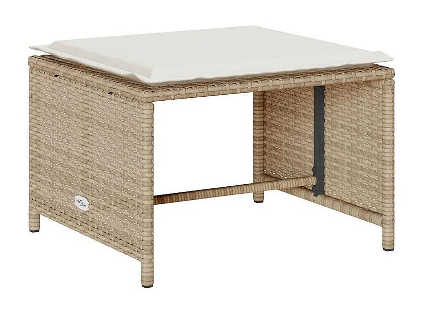 Salon de jardin 5 pcs avec coussins empilable beige polyrotin