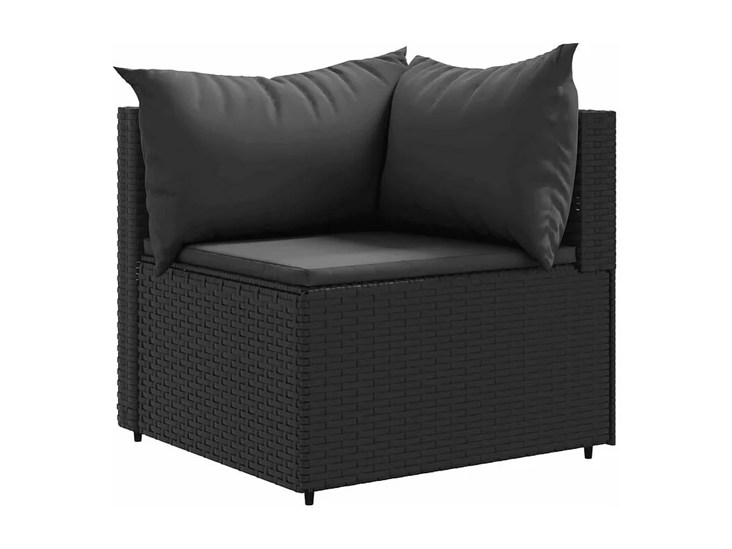 Salon de jardin 5 pcs avec coussins Noir Résine tressée