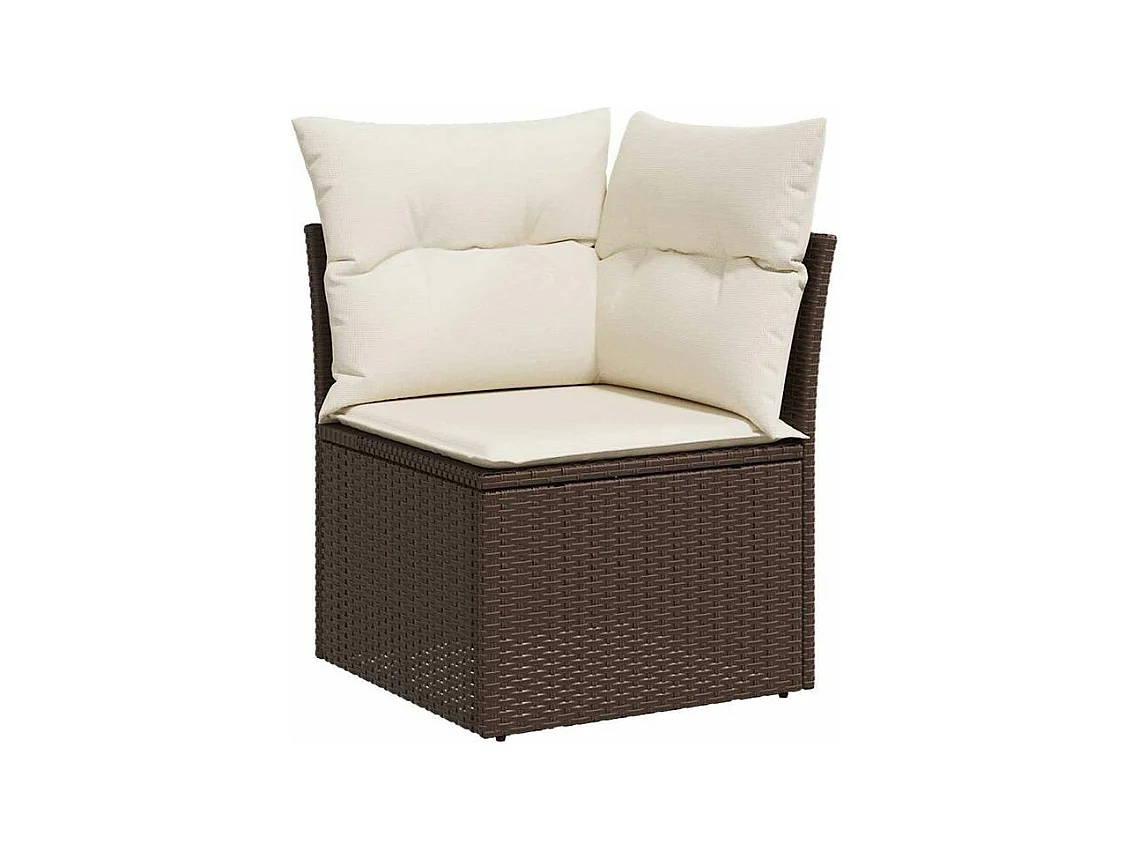 Salon de jardin et coussins 11 pcs marron résine tressée