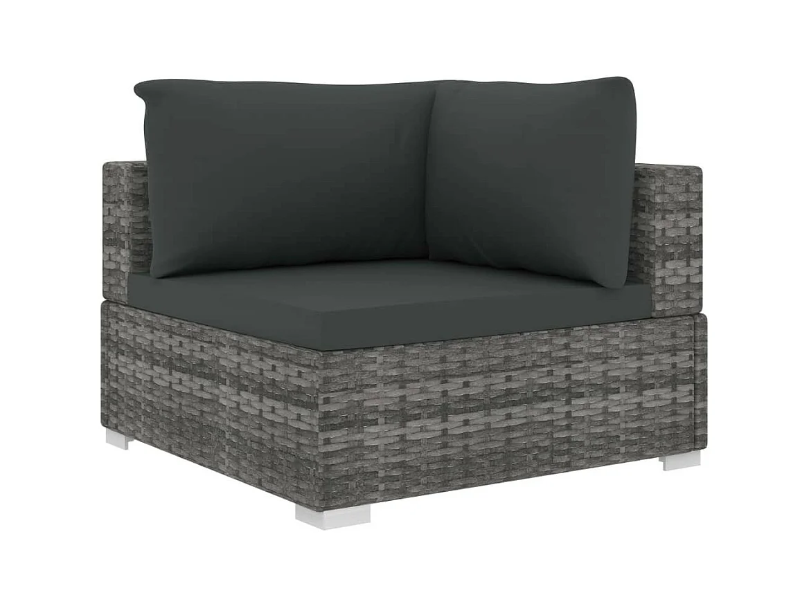 Salon de jardin 10 pcs avec coussins Résine tressée Gris 6