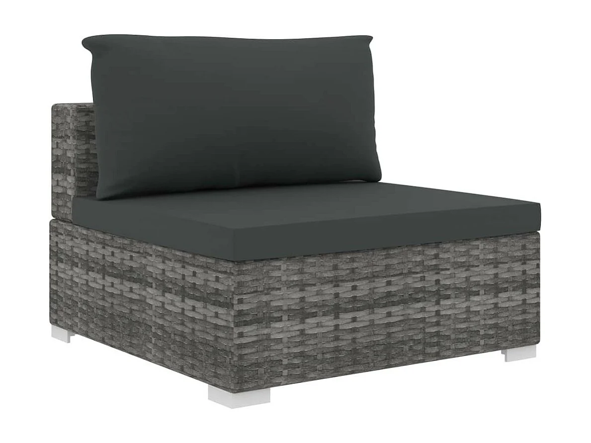 Salon de jardin 10 pcs avec coussins Résine tressée Gris 6