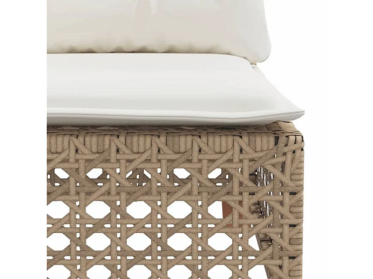 Canapé d'angle de jardin avec coussins beige résine tressée