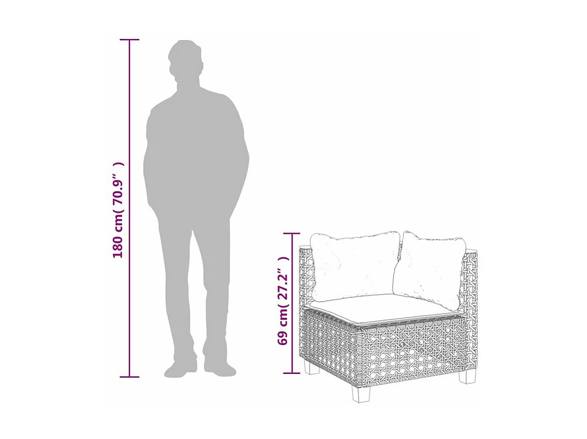 Canapé d'angle de jardin avec coussins beige résine tressée