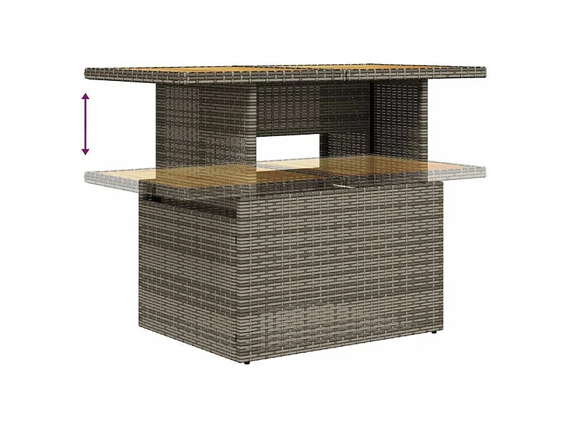 Salon de jardin avec coussins 5 pcs gris résine tressée acacia