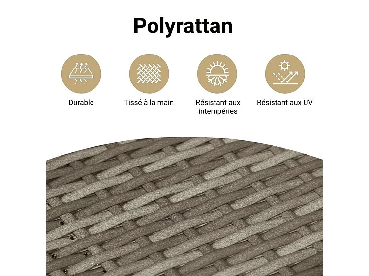 Ensemble à manger de jardin et coussins 2 pcs gris rotin