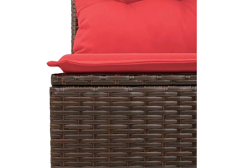 Salon de jardin avec coussins 6pcs marron résine tressée acacia