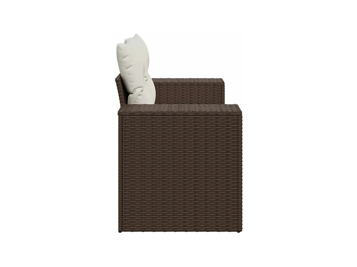 Canapé de jardin avec coussins 2 places marron résine tressée