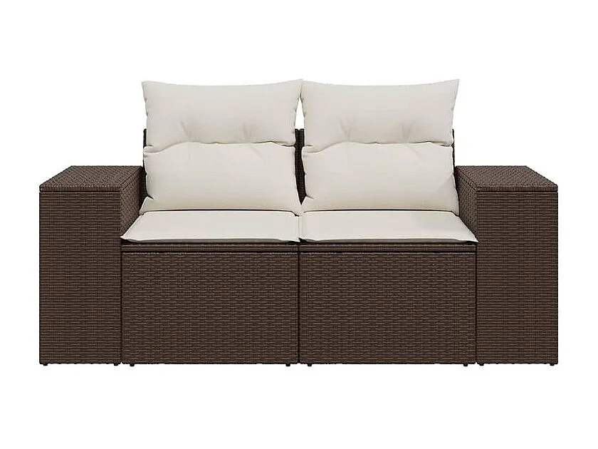 Canapé de jardin avec coussins 2 places marron résine tressée