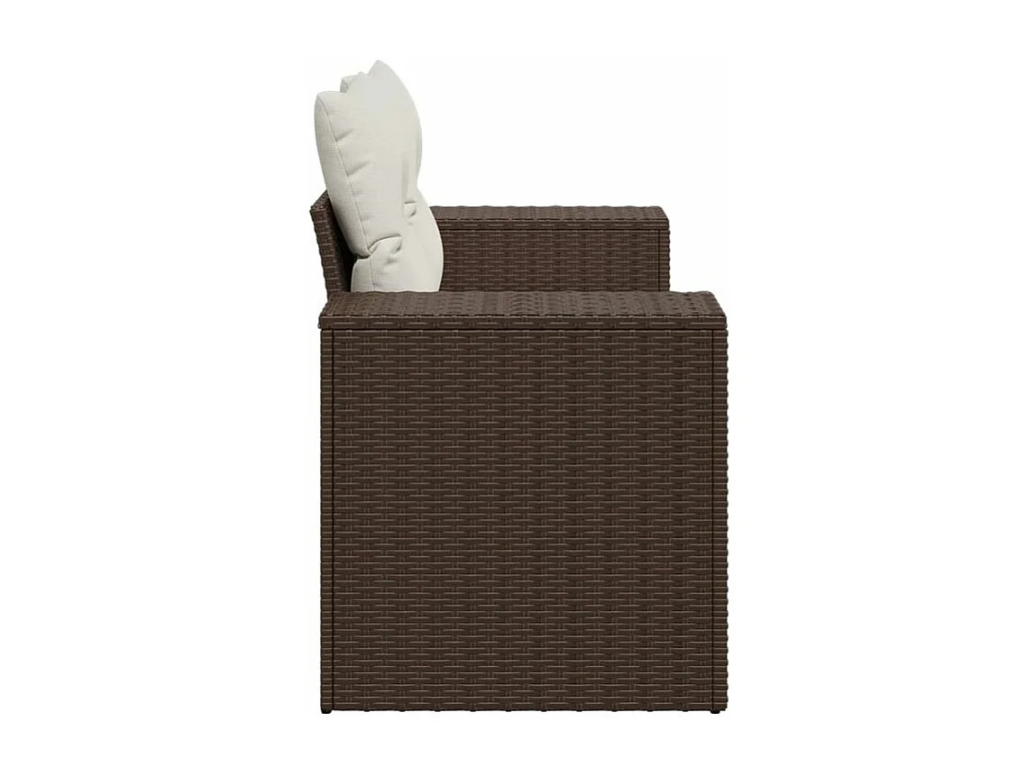 Canapé de jardin avec coussins 2 places marron résine tressée