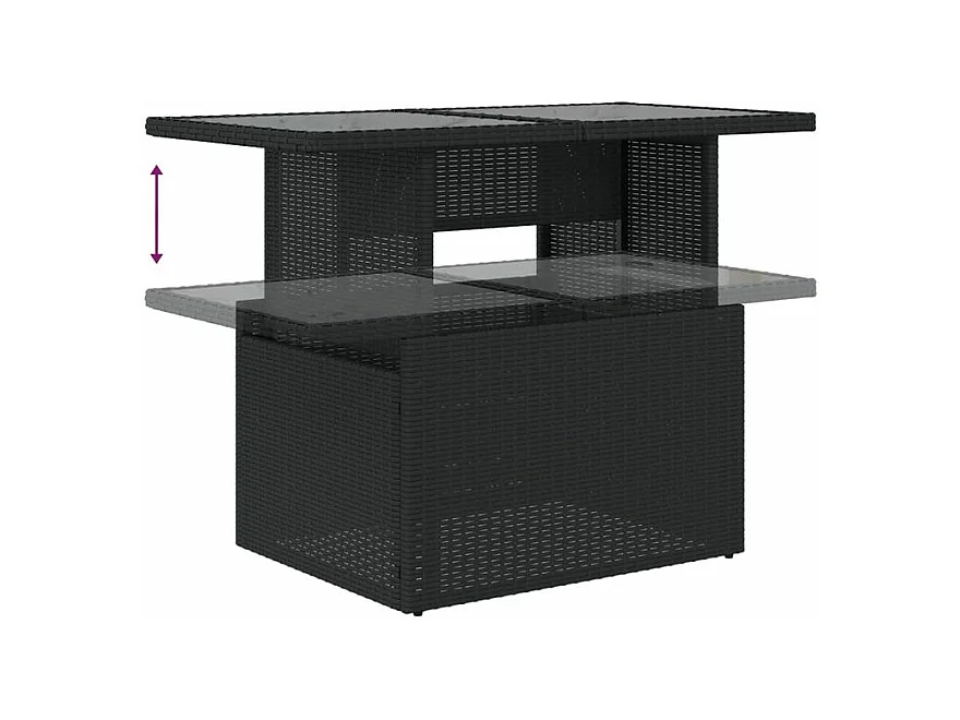 Salon de jardin 8 pcs avec coussins noir résine tressée