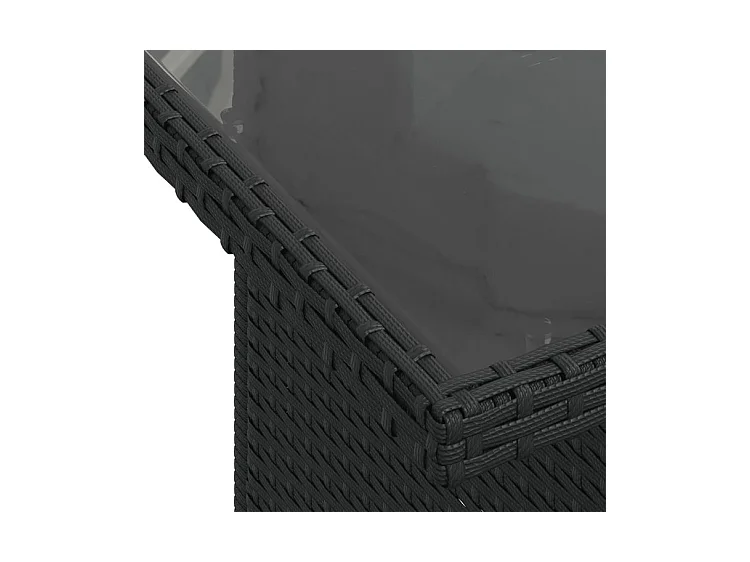 Salon de jardin 8 pcs avec coussins noir résine tressée