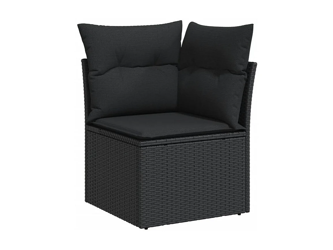 Salon de jardin 8 pcs avec coussins noir résine tressée