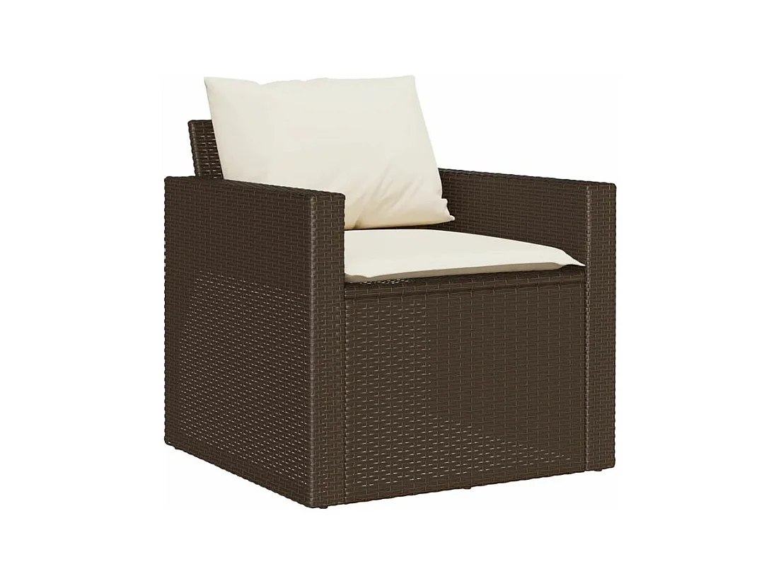 Salon de jardin avec coussins 6 pcs marron résine tressée