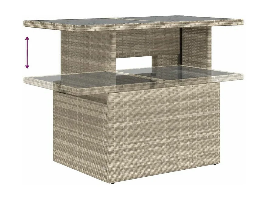 Salon de jardin 6 pcs avec coussins gris clair résine tressée