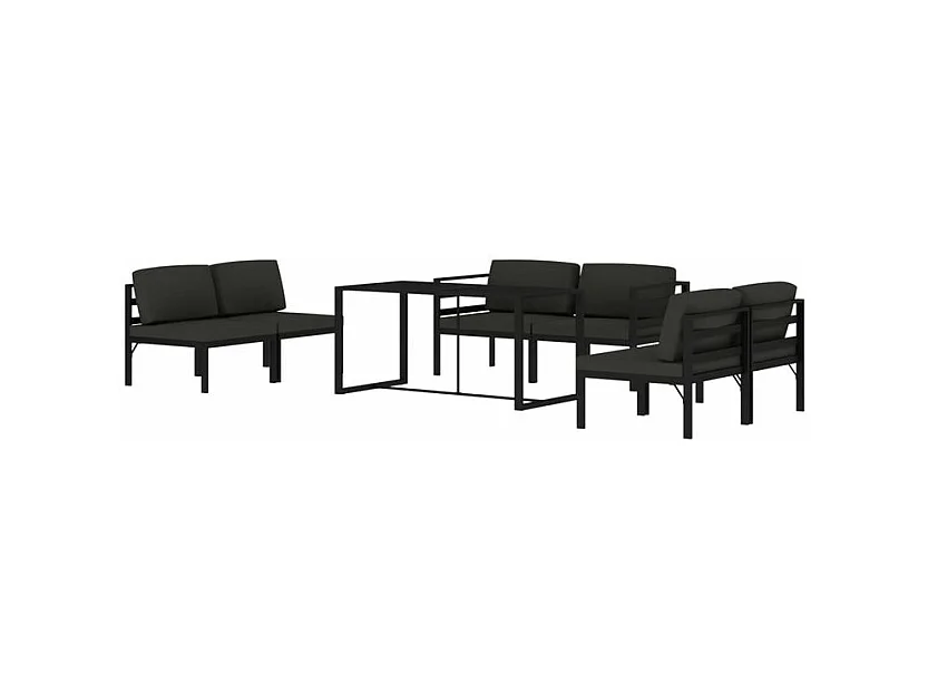 Salon de jardin 7 pcs avec coussins Aluminium Anthracite