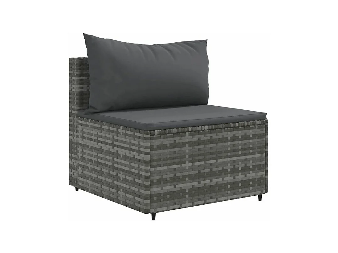 Salon de jardin 4 pcs avec coussins Gris Résine tressée