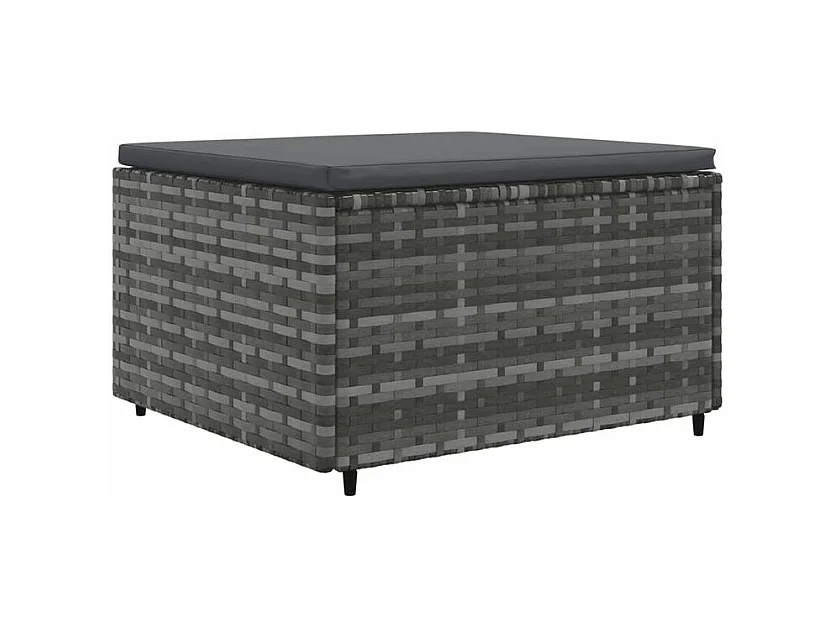 Salon de jardin 4 pcs avec coussins Gris Résine tressée