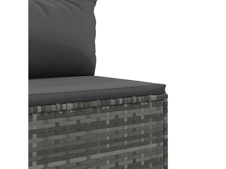 Salon de jardin 4 pcs avec coussins Gris Résine tressée