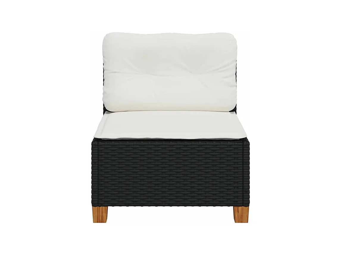 Canapé de jardin sans accoudoirs coussins noir résine tressée