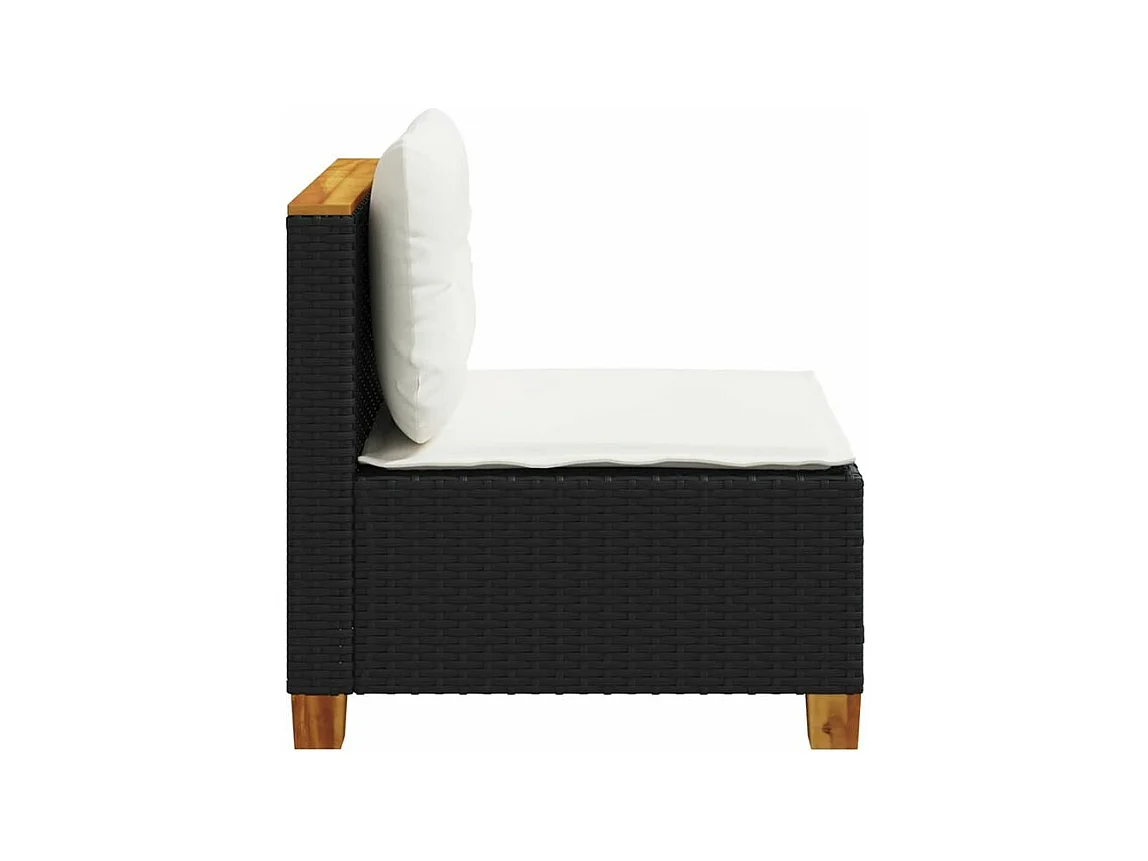 Canapé de jardin sans accoudoirs coussins noir résine tressée