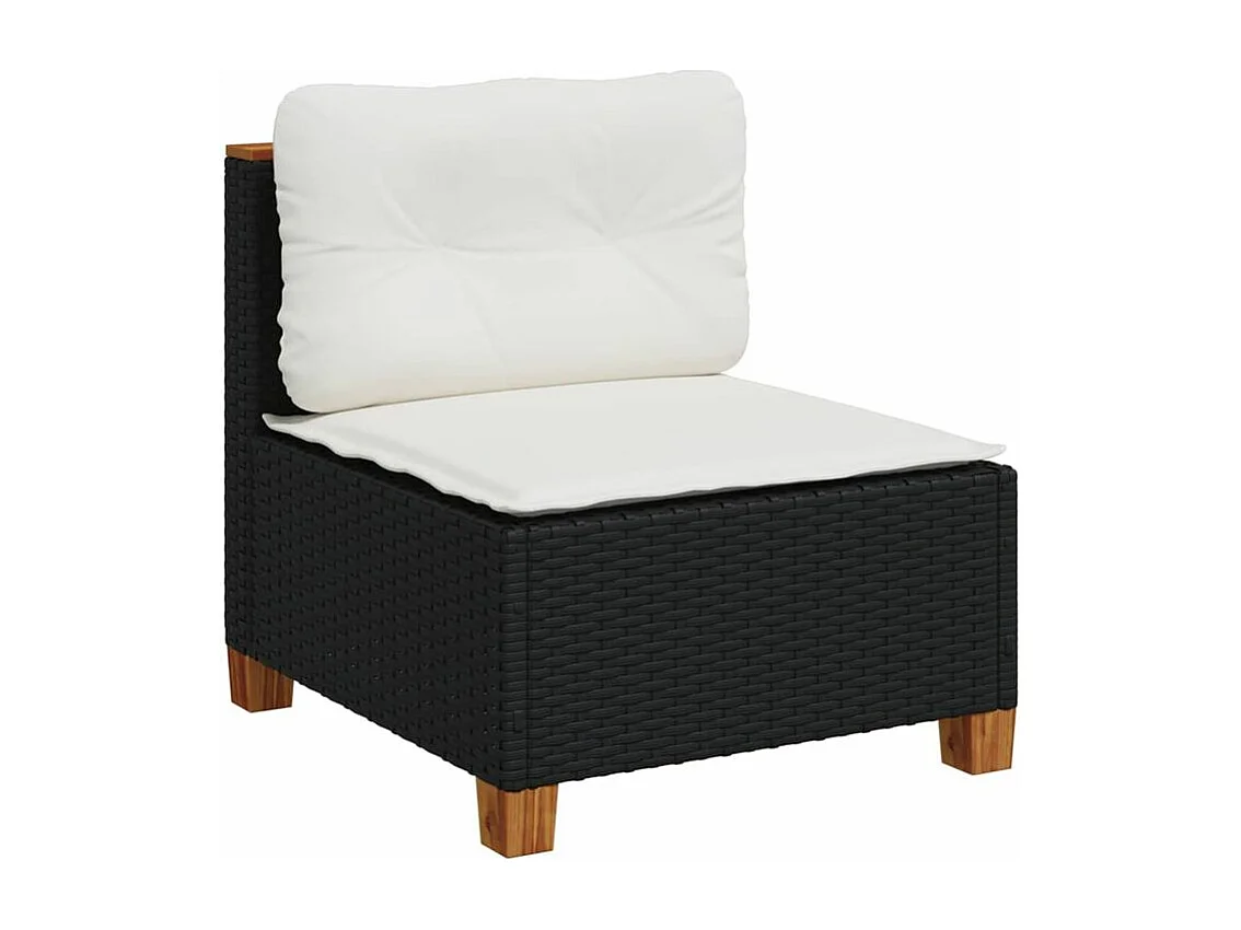 Canapé de jardin sans accoudoirs coussins noir résine tressée