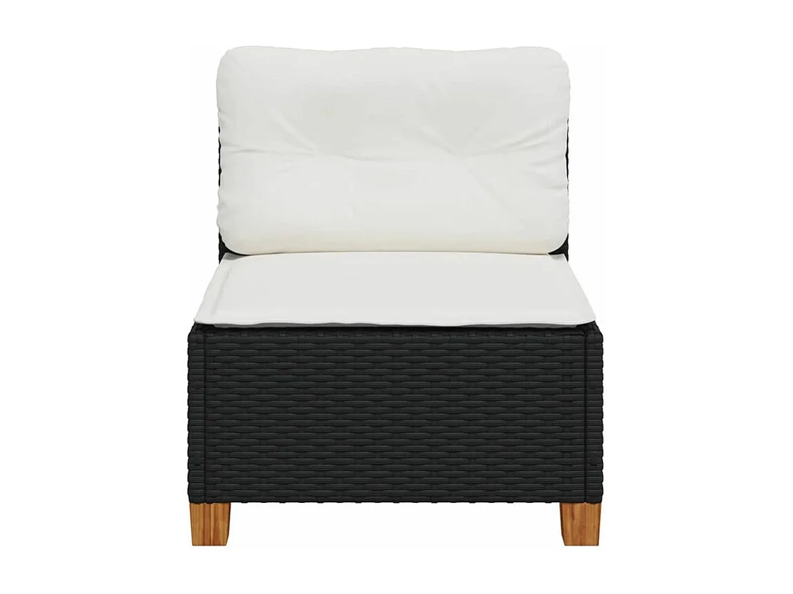 Canapé de jardin sans accoudoirs coussins noir résine tressée