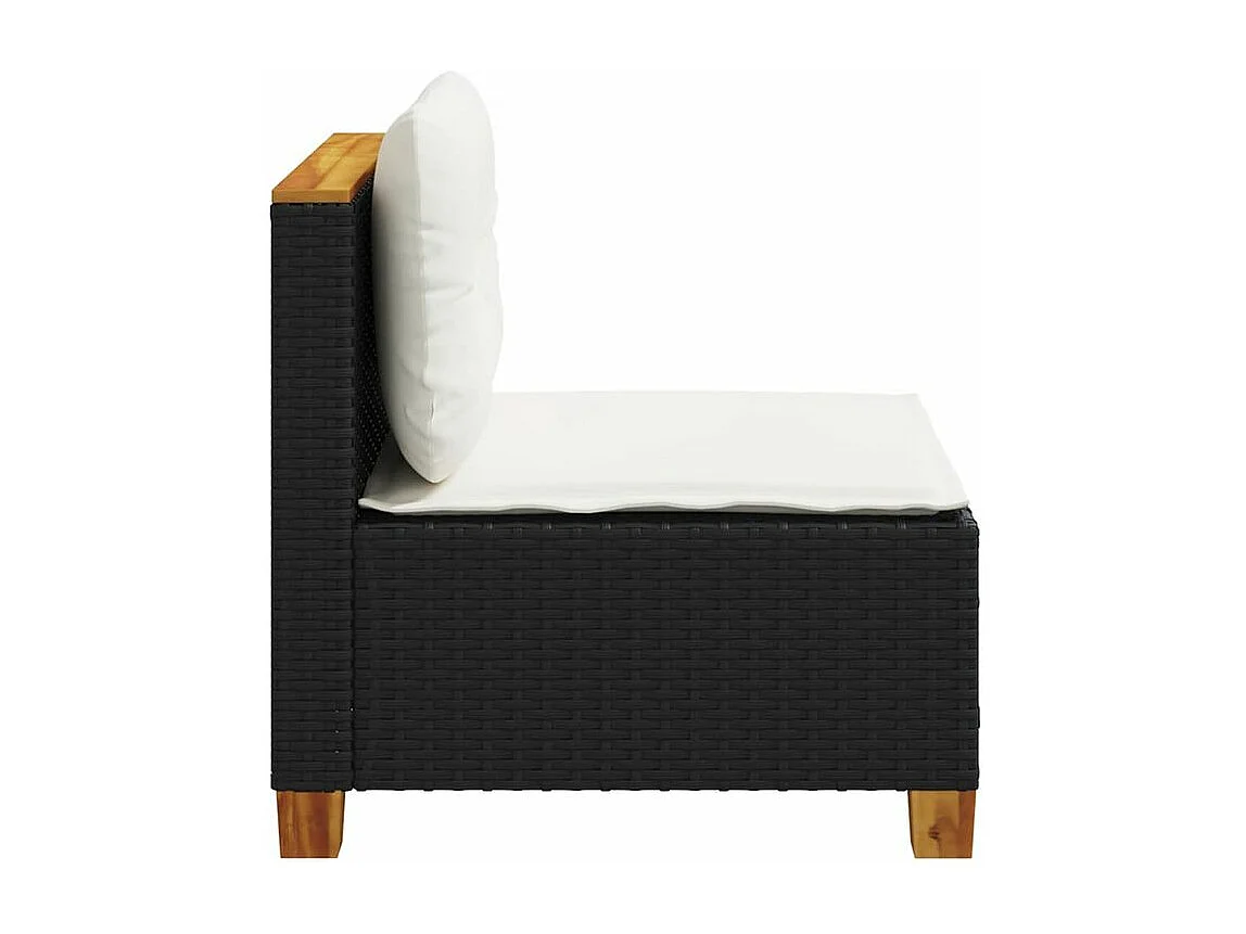 Canapé de jardin sans accoudoirs coussins noir résine tressée