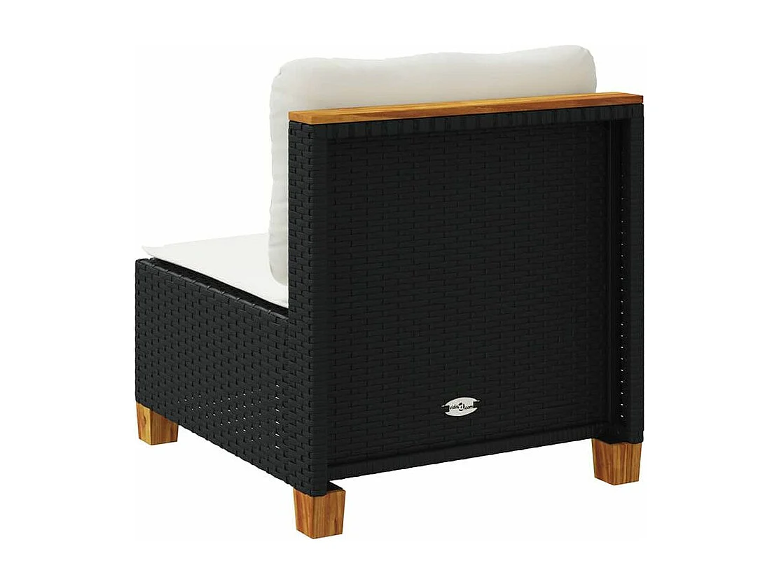 Canapé de jardin sans accoudoirs coussins noir résine tressée