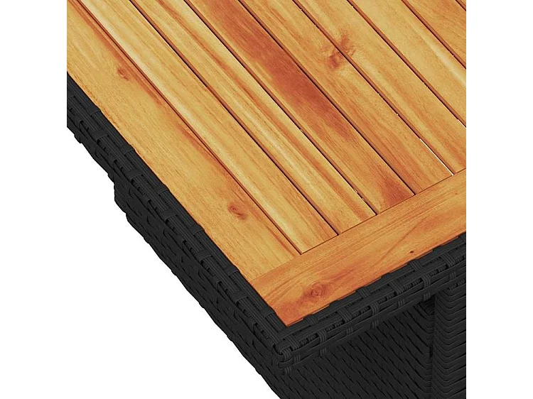 Salon de jardin 6 pcs avec coussins noir résine tressée acacia