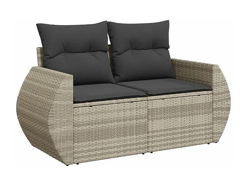 Salon de jardin avec coussins 7 pcs gris clair résine tressée