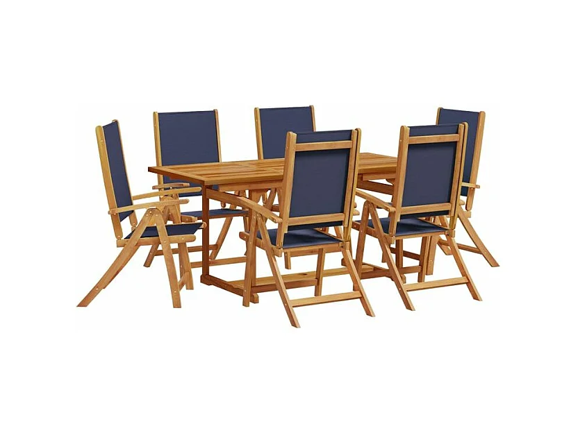 Ensemble à manger de jardin 7pcs bois d'acacia solide textilène