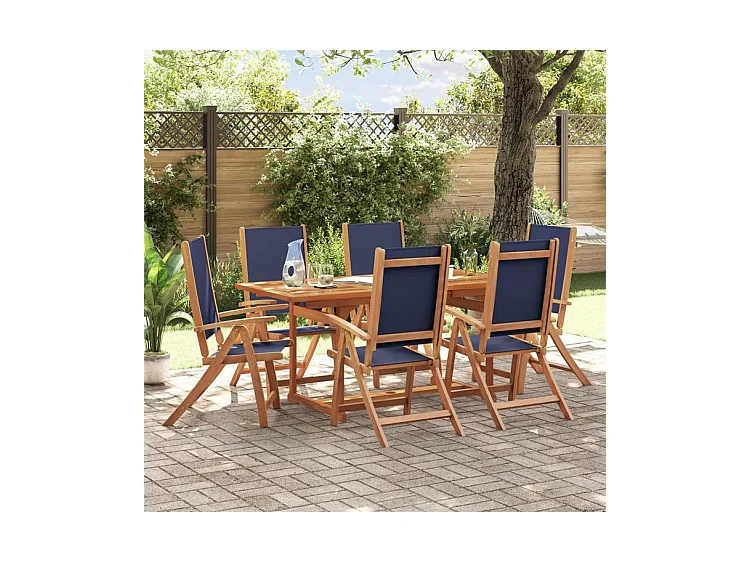 Ensemble à manger de jardin 7pcs bois d'acacia solide textilène