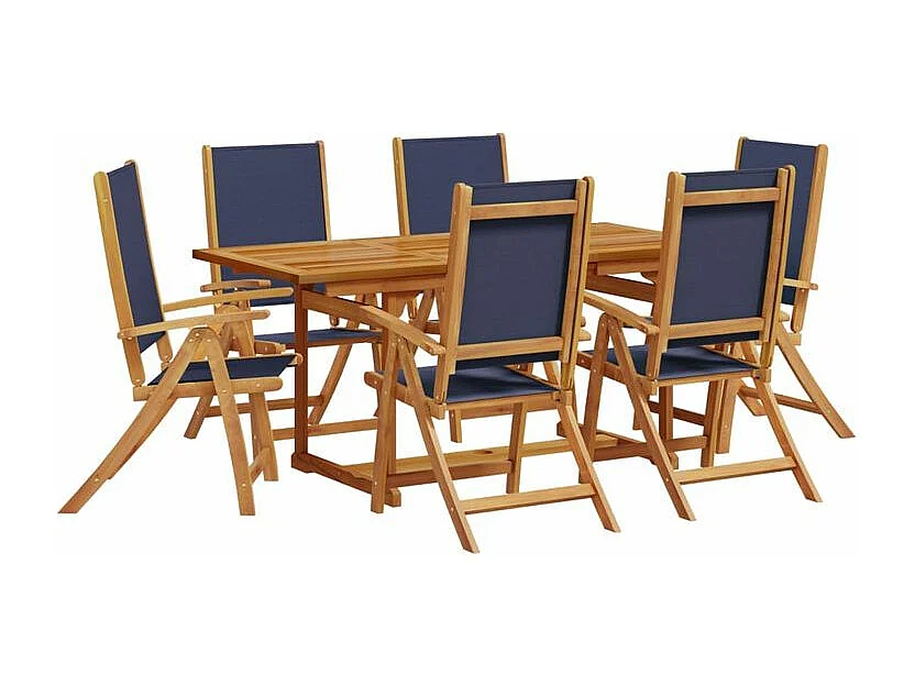 Ensemble à manger de jardin 7pcs bois d'acacia solide textilène