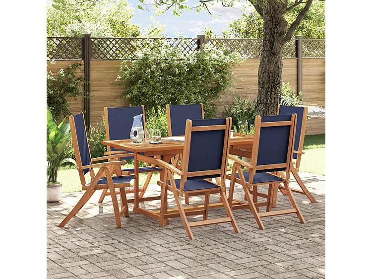 Ensemble à manger de jardin 7pcs bois d'acacia solide textilène