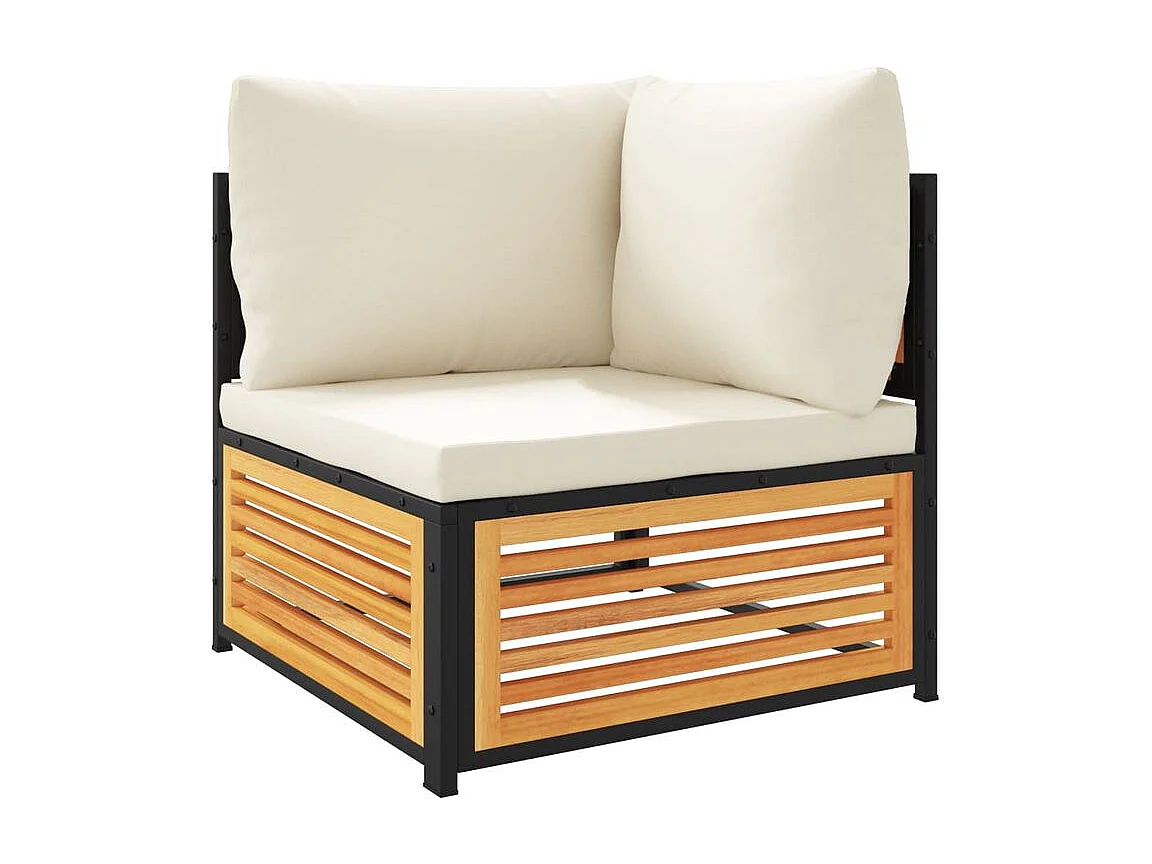 Salon de jardin avec coussins 5 pcs Bois d'acacia solide