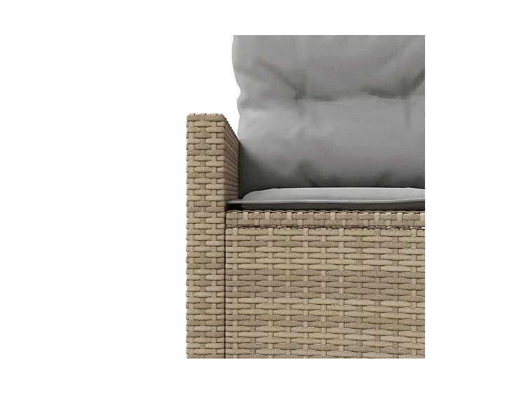 Canapé de jardin avec coussins demi-rond beige résine tressée