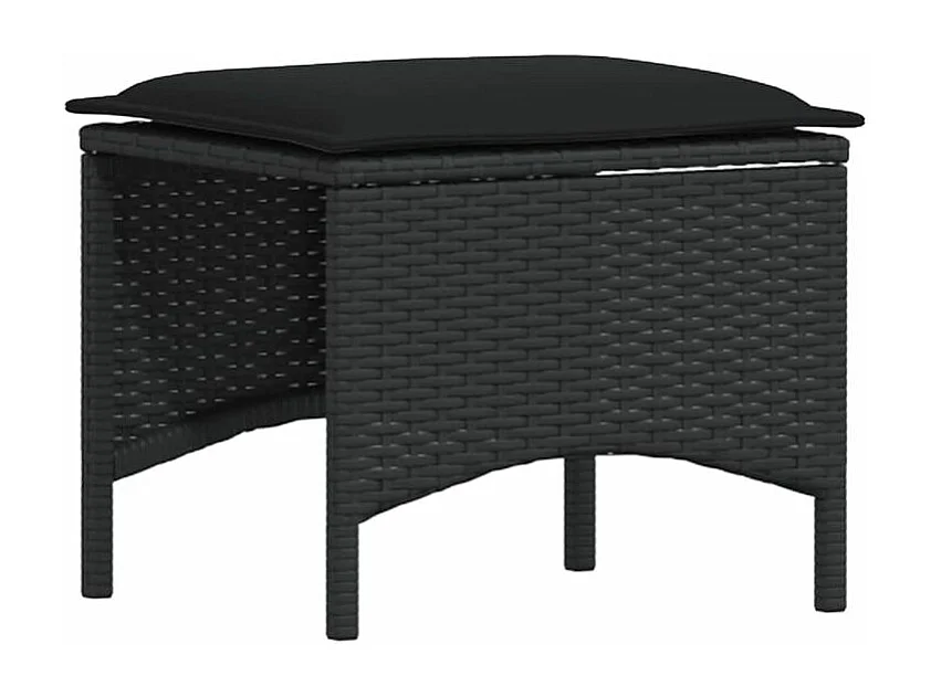 Salon de jardin 4 pcs avec coussins forme L noir résine tressée