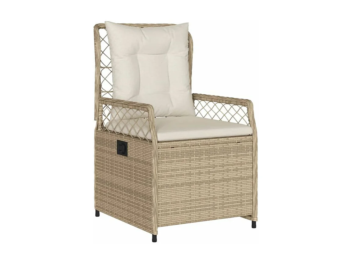 Ensemble à manger de jardin avec coussins 5pcs Beige poly rotin