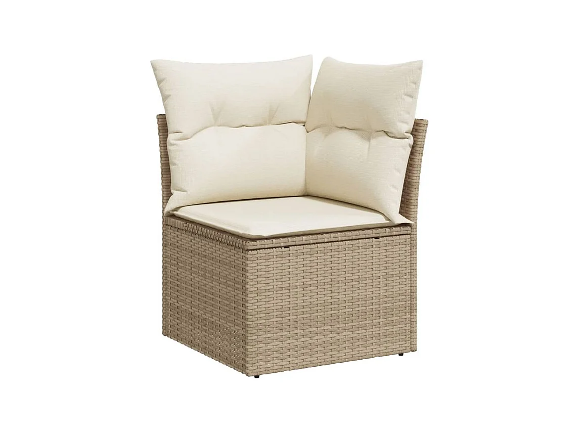 Salon de jardin avec coussins 6 pcs beige résine tressée