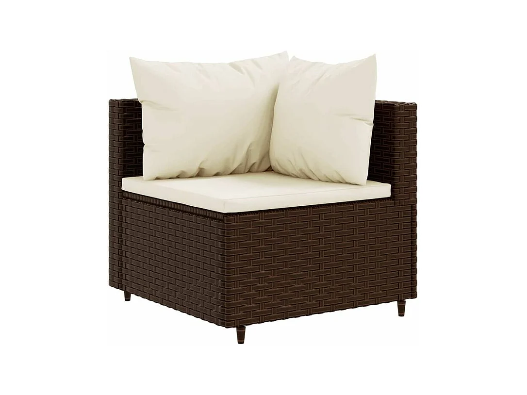 Salon de jardin avec coussins 7 pcs marron résine tressée