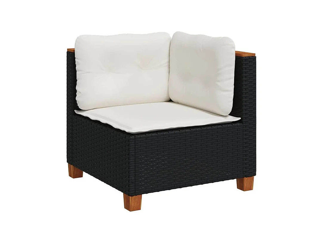 Salon de jardin 5 pcs avec coussins noir résine tressée